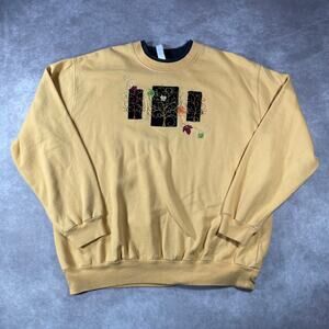 Vintage Autumn Leaves Grandma Granny Cottage Core Sweater XL